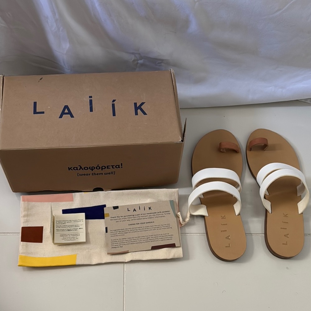White and Tan Women's Sandals